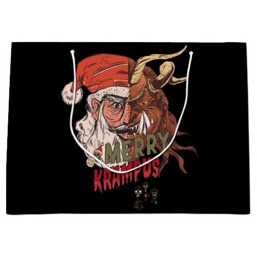 Merry Krampus Scary Santa Horror Christmas Large Gift Bag