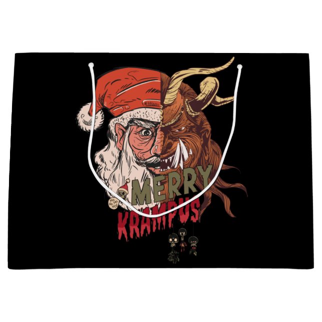 Merry Krampus Scary Santa Horror Christmas Large Gift Bag (Front)