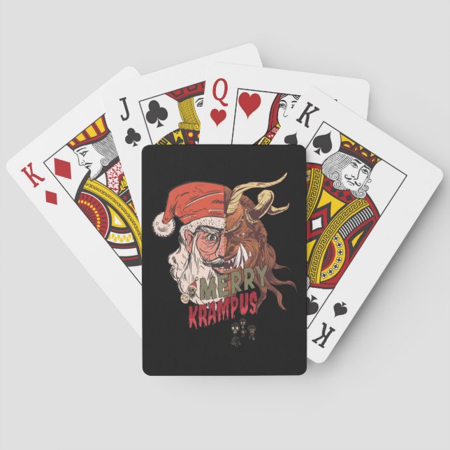 Merry Krampus Scary Santa Horror Christmas Poker Cards (Back)