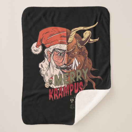 Merry Krampus Scary Santa Horror Christmas Sherpa Blanket