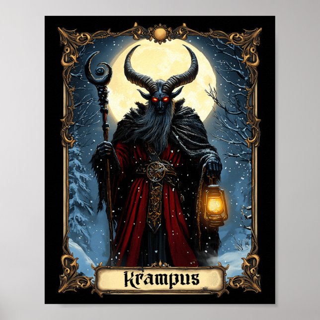 Merry Krampus Tarot Card Christmas Horror Ugly Swe Poster (Front)