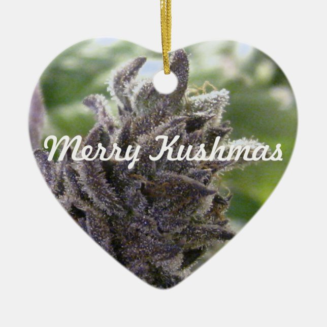 Merry Kushmas Ceramic Ornament (Front)