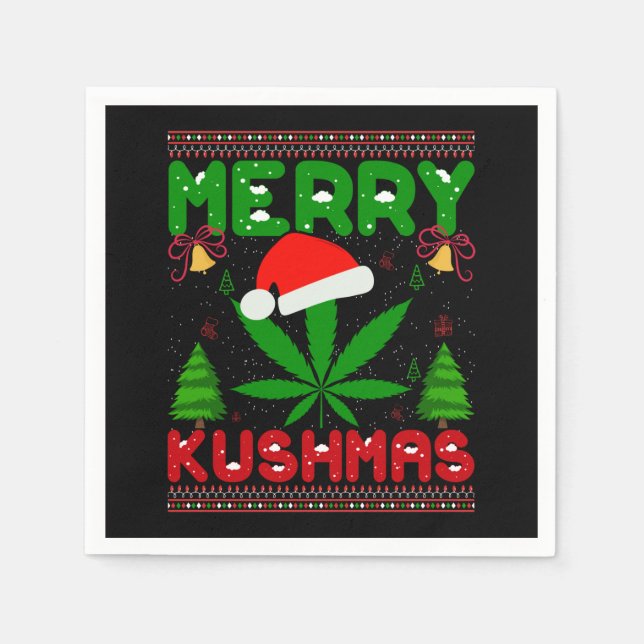 Merry Kushmas Funny Christmas Napkins (Front)