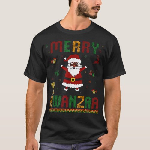 Merry Kwanzaa Santa Black Ugly Happy Kwanzaa Day  T_Shirt