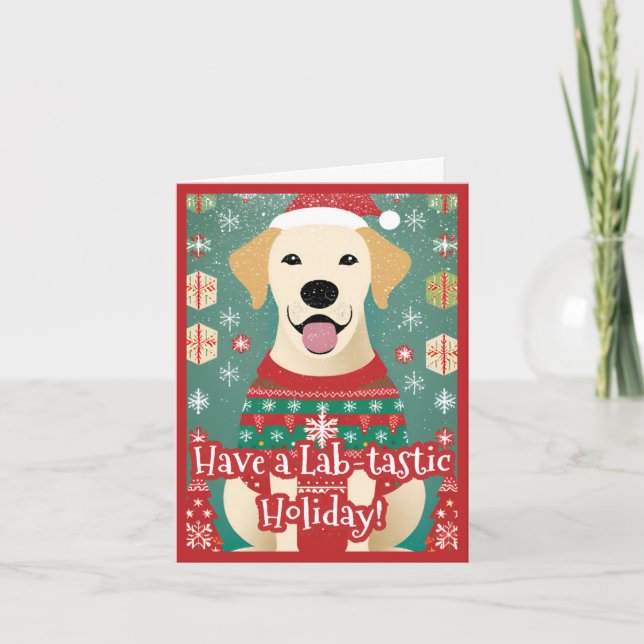 Merry Labrador Retriever Ugly Christmas Sweater  Holiday Card (Front)