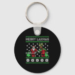 Merry Laxmas Funny Christmas Lacrosse Player Holid Keychain