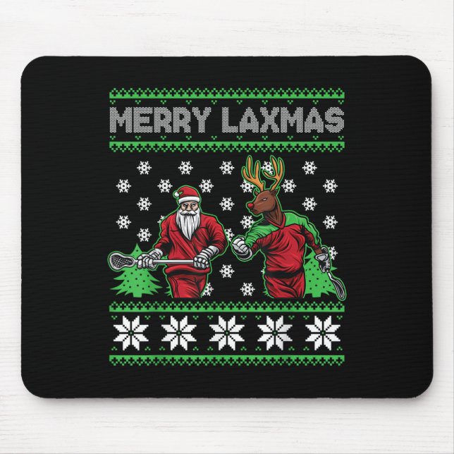 Merry Laxmas Funny Christmas Lacrosse Player Holid Mouse Pad (Front)