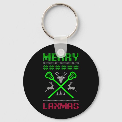 Merry Laxmas Ugly Design Lacrosse Christmas  Keychain