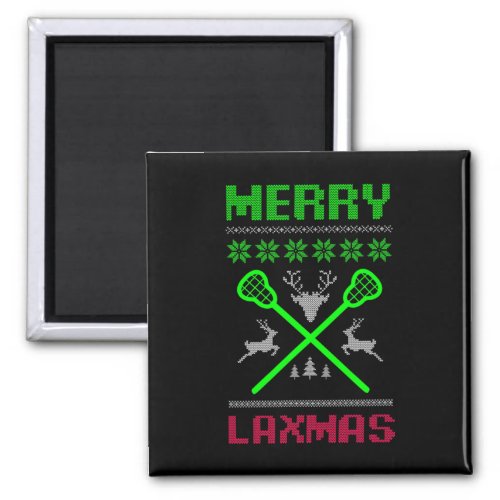 Merry Laxmas Ugly Design Lacrosse Christmas  Magnet