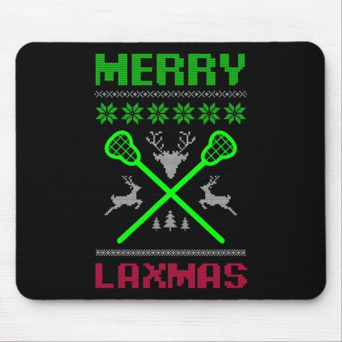 Merry Laxmas Ugly Design Lacrosse Christmas  Mouse Pad