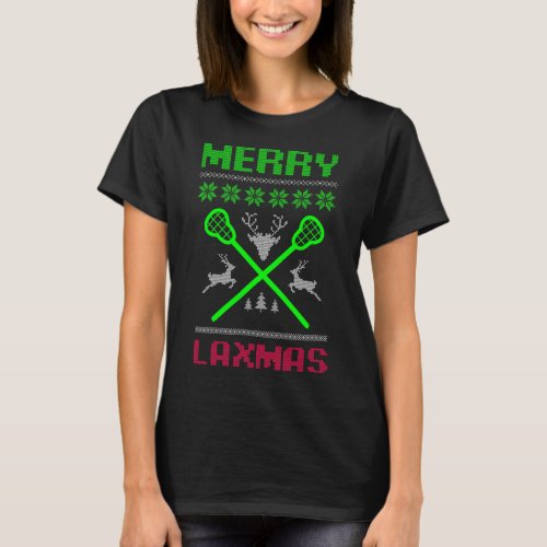 Merry Laxmas Ugly Design Lacrosse Christmas  T_Shirt