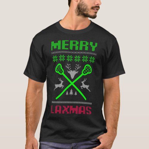 Merry Laxmas Ugly Design Lacrosse Christmas  T_Shirt