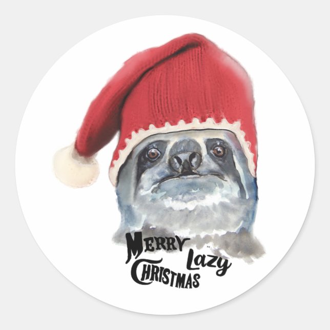 Merry Lazy Christmas Classic Round Sticker (Front)