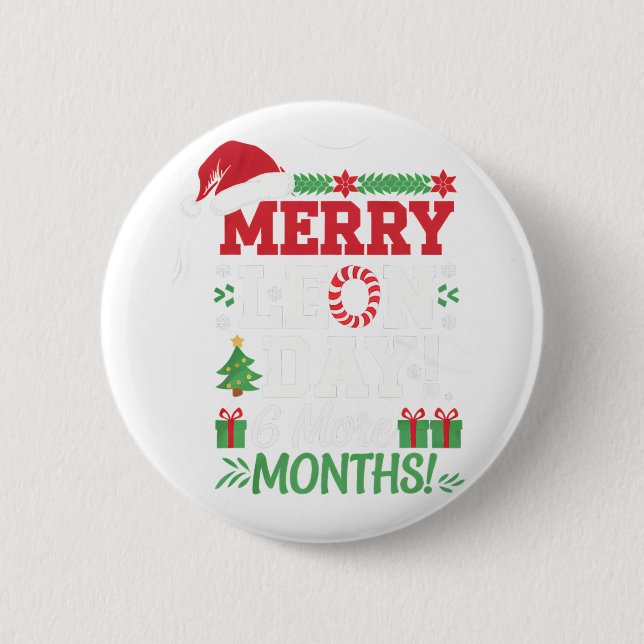 Merry Leon Day Noel Ckwards Funny Christmas Countd Button (Front)