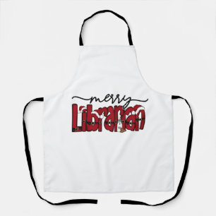 Merry Librarian Christmas Book Lover Library Apron