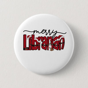 Merry Librarian Christmas Book Lover Library Button