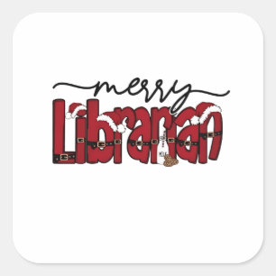 Merry Librarian Christmas Book Lover Library Square Sticker