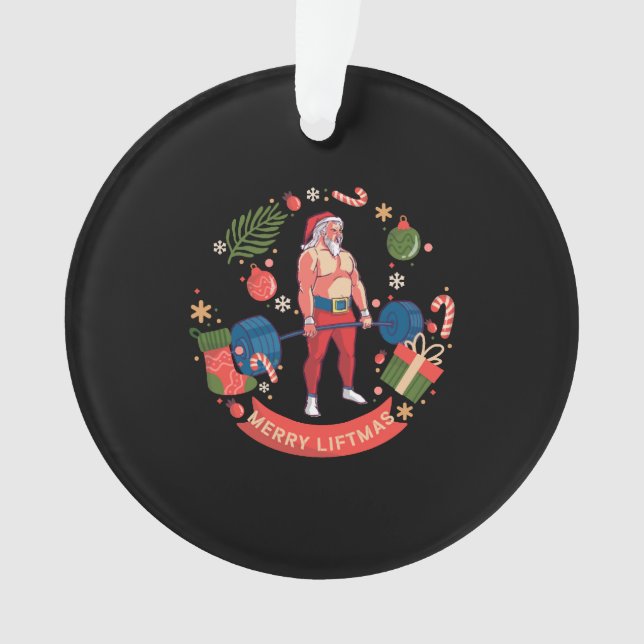 Merry Liftmas Christmas Bodybuilder Gym Workout Ornament (Front)