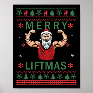 Merry Liftmas - Christmas Bodybuilder Gym Workout  Poster