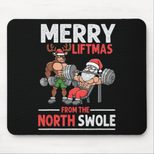 Merry Liftmas From North Swole Muscle Santa Weight Mouse Pad