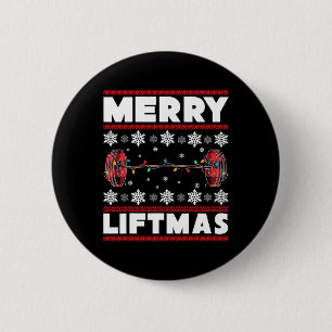 Merry Liftmas Fun Christmas Gym Workout Fitness Gi Button