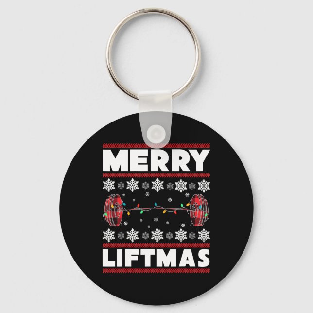 Merry Liftmas Fun Christmas Gym Workout Fitness Gi Keychain (Front)