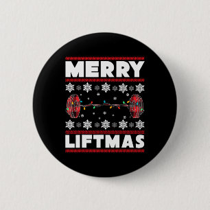 Merry Liftmas Funny Christmas Gym Workout Fitness Button