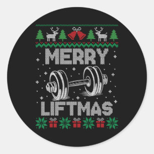 Merry Liftmas Funny Christmas Gym Workout Fitness  Classic Round Sticker