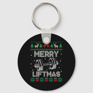 Merry Liftmas Funny Christmas Gym Workout Fitness Keychain