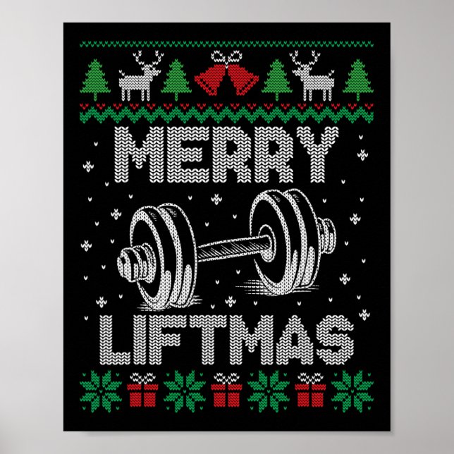 Merry Liftmas Funny Christmas Gym Workout Fitness  Poster (Front)