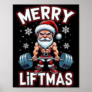 Merry Liftmas Funny Santa Claus Workout Gym Fitnes Poster