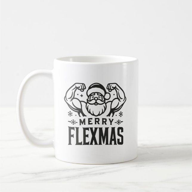 Merry Liftmas Santa Christmas Gym Design Coffee Mug (Left)