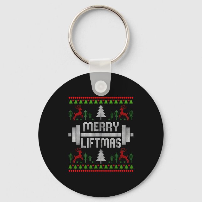 Merry Liftmas - Trainer Ugly Style Christmas  Keychain (Front)