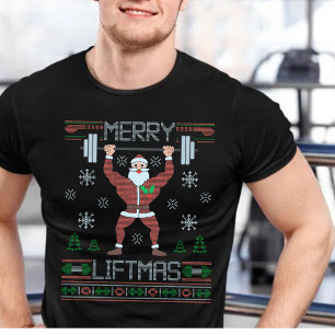 Merry Liftmas Ugly Christmas Gym Workout T-Shirt