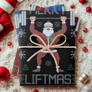 Merry Liftmas Ugly Christmas Gym Workout Wrapping Paper Sheets