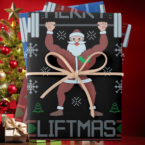 Merry Liftmas Ugly Christmas Gym Workout Wrapping Paper Sheets