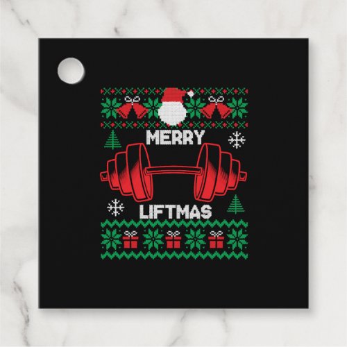 Merry Liftmas Ugly Christmas sweater Gym Workout Favor Tags