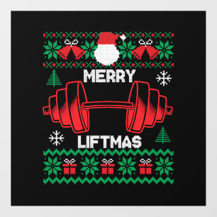 Merry Liftmas Ugly Christmas sweater Gym Workout. Floor Decals