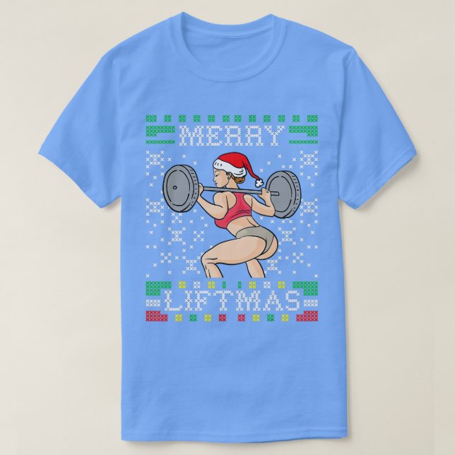 Merry Liftmas Ugly Christmas Sweater Miss Santa Gy (Design Front)