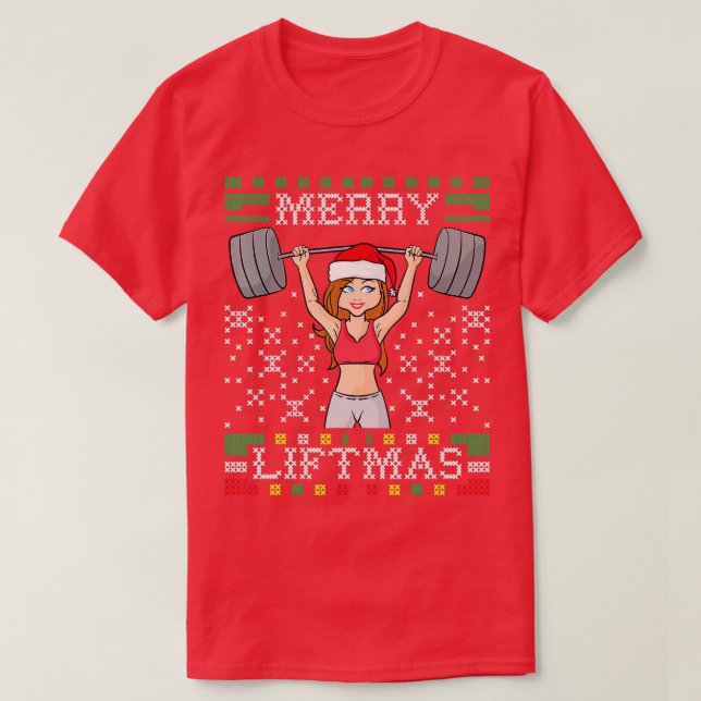 Merry Liftmas Ugly Christmas Sweater Miss Santa Gy (Design Front)