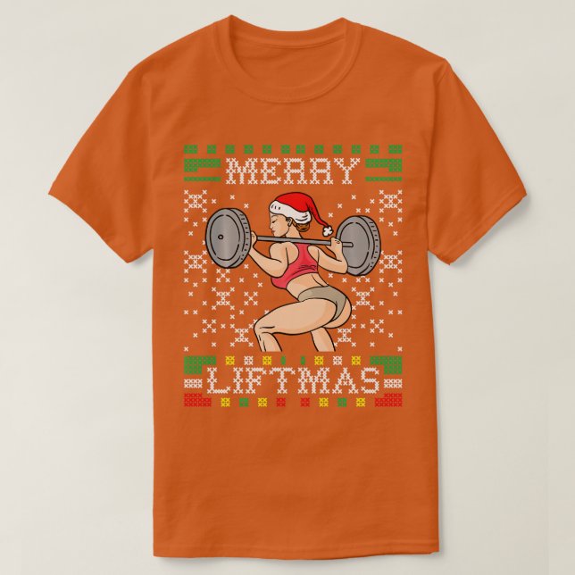 Merry Liftmas Ugly Christmas Sweater Miss Santa Gy (Design Front)
