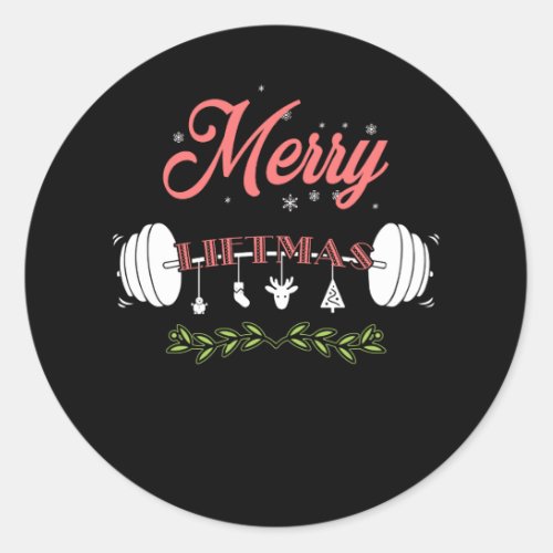 Merry Liftmas Ugly Christmas Sweater Santa Claus Classic Round Sticker