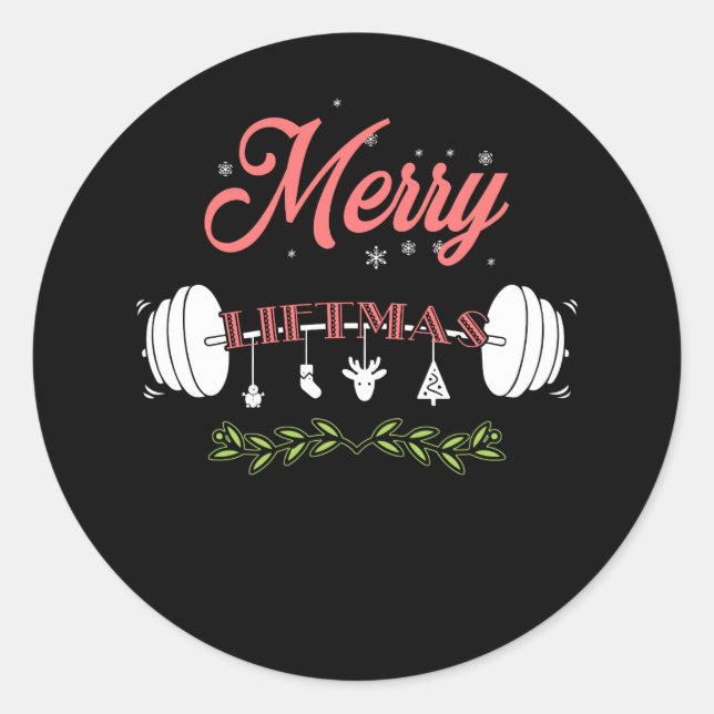 Merry Liftmas Ugly Christmas Sweater Santa Claus Classic Round Sticker (Front)