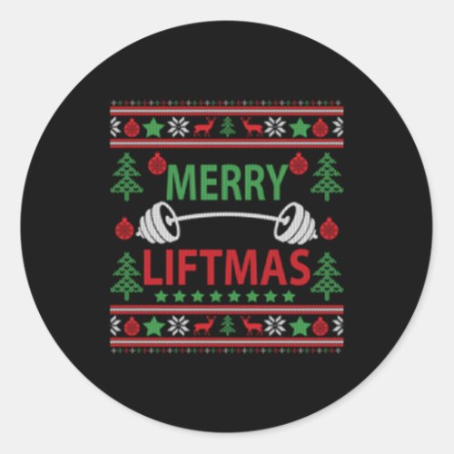 Merry Liftmas Ugly Gym Workout Classic Round Sticker
