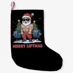 Merry Liftmas Weightlifting Santa Fitness Gym Small Christmas Stocking