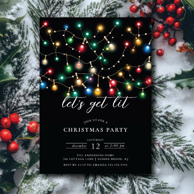 Merry Lights Let's Get Lit Christmas Invitation (Creator Uploaded)