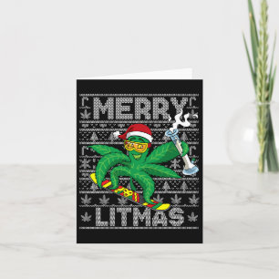 Merry Litmas Snowboarding Ugly Christmas  Card