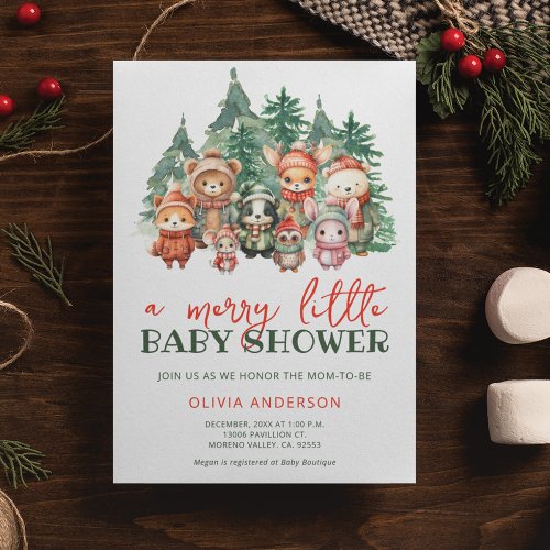 Merry Little Сute Winter Baby Shower Invitation