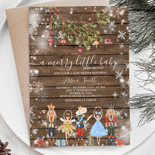 Merry Little Baby Holiday Party Nutcracker Invitation