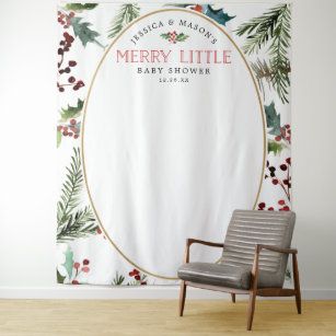 Merry Little Baby Shower Backdrop Photo Booth